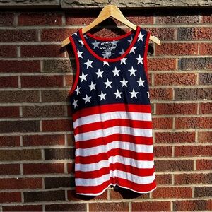 Pacific Surf Red White and Blue American Flag Graphic Tank Top